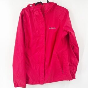 ✅ COLUMBIA LIGHTWEIGHT FULL ZIP JACKET WITH HOOD IN RED SIZE MEDIUM
